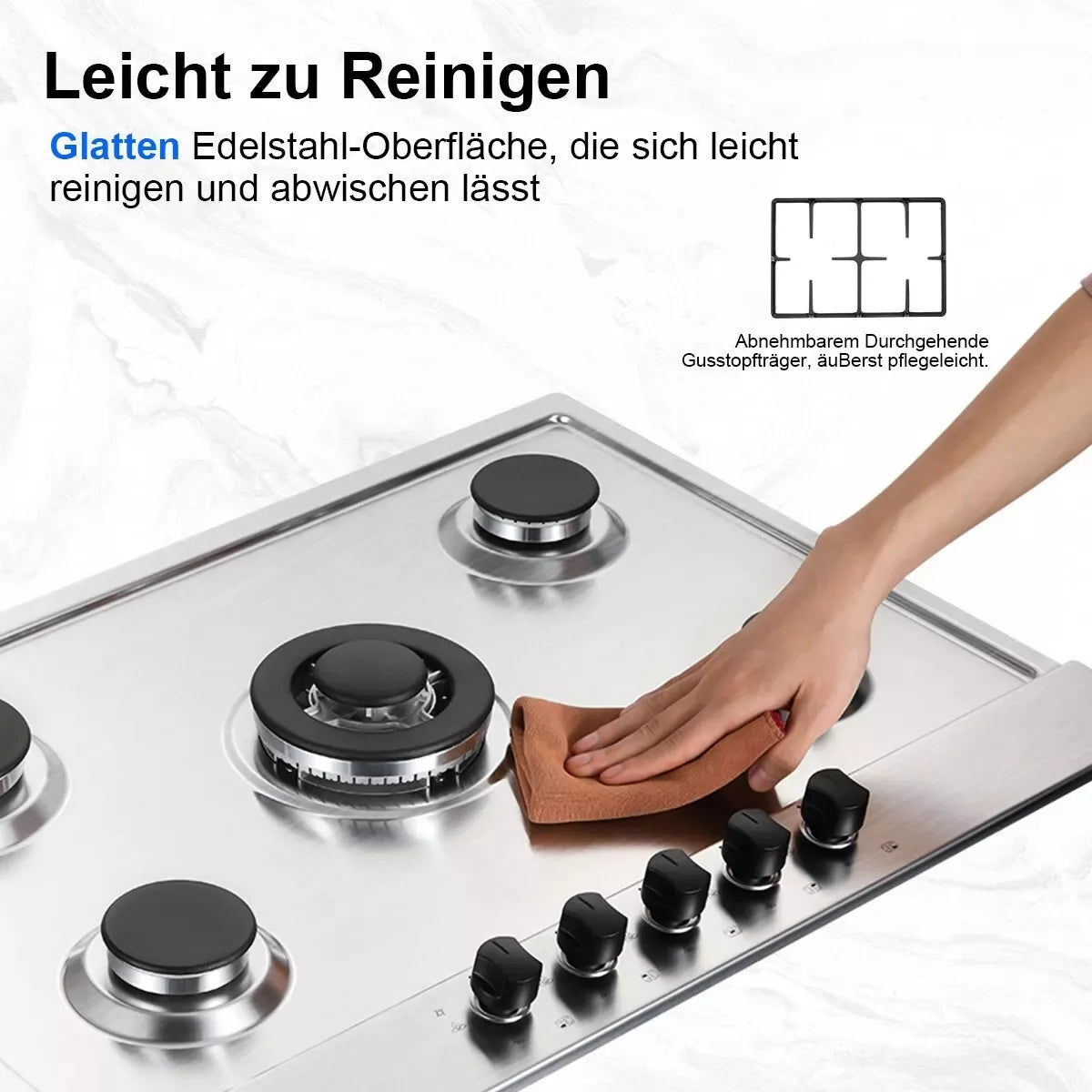 Topstrong 5 Burner Stainless Built-in Natural Gas Propane NG/LPG Gas Hob YYEUGCT-S05.