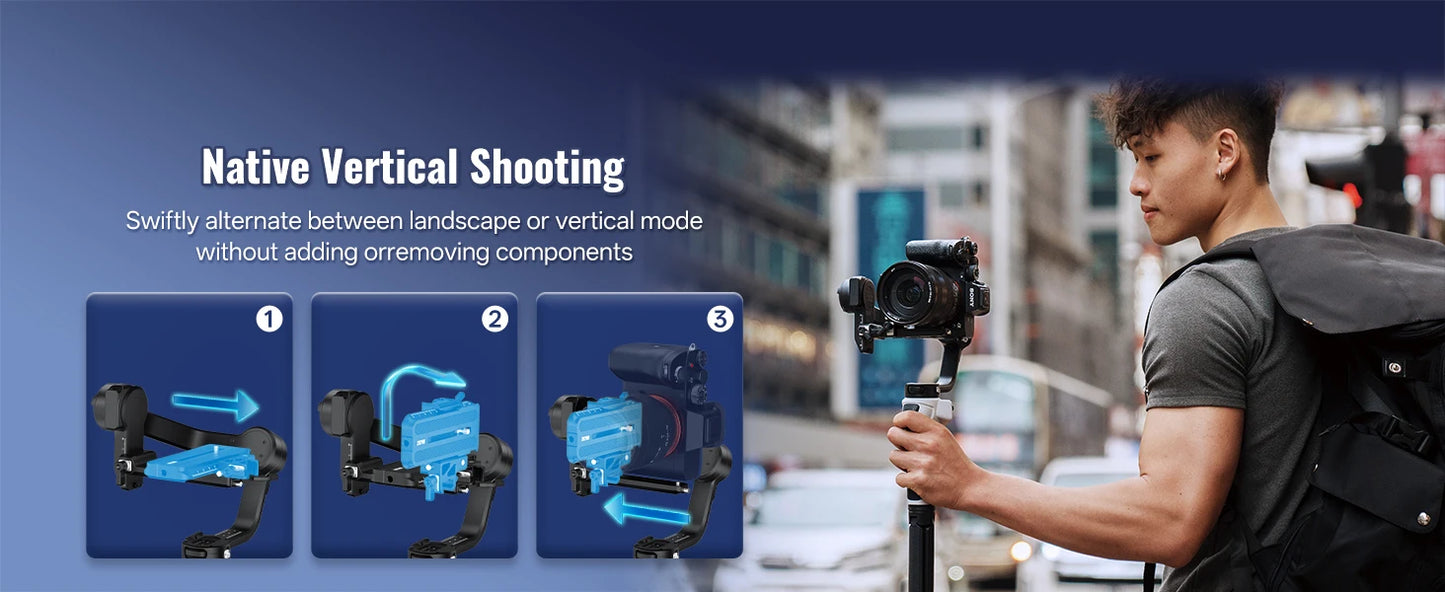ZHIYUN Official CINEPEER WEEBILL 3E Camera Stabilizer Handheld Gimbal 3-Axis Cameras Gimbals for DSLR Mirrorless Cameras.