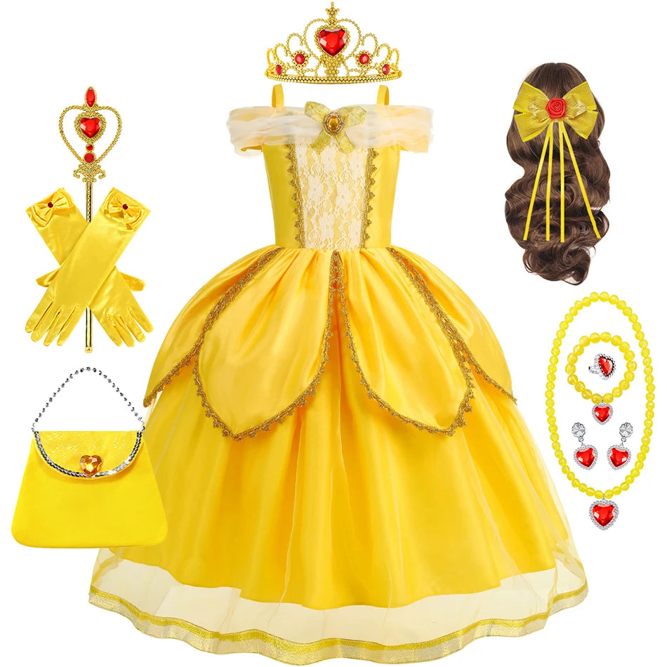 Belle Cosplay Prinzessin Kleid Mädchen Geburtstag Charme Kostüm Kinder Karneval Party Bühne Leistung Vestido Kinder Disguise Kleid.