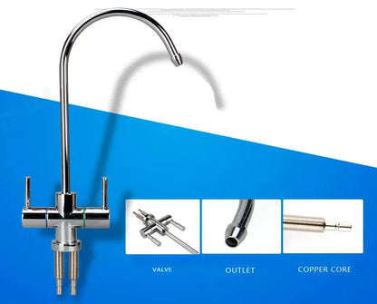 Stainless Steel Double Outlet Faucet Set Water purifier Tap Kitchen RO Faucet Double Inlet And Outlet tap 1/4 Inch Connect Hose