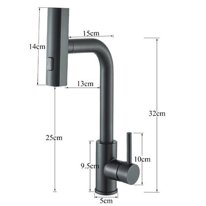 Brushed/Black Kitchen Faucet Pull Out Swivel Waterfall Sprayer Sink Mixer Faucet Brushed Nickel Faucet