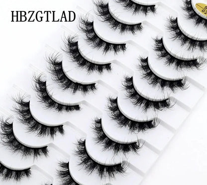 10 Pairs Lashes Fluffy Soft Russian Volumes Mink Lashes 3D Mink Eyelashes Lashes Reusable Fluffy False Lashes Russian Extensions.