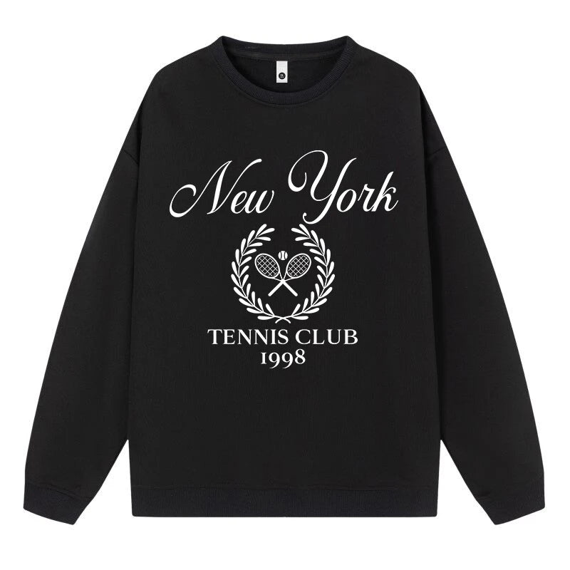 Herbst plus Größe Frauen Sweatshirt neue Jugend Tennis Club 1998 Logo Print Hoodie lose warme Pullover Fleece weiche weibliche Kleidung.