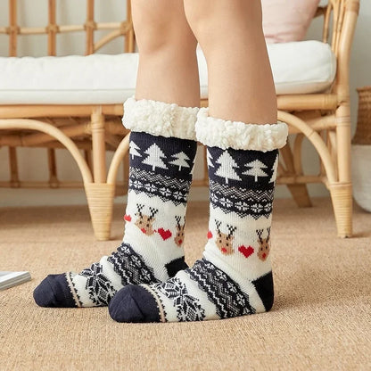 Christmas Fuzzy Socks Womens Winter Thermal Warm Floor Sock Soft Female Home Indoor Gifts Non Slip Grip Slipper Sock Fluffy