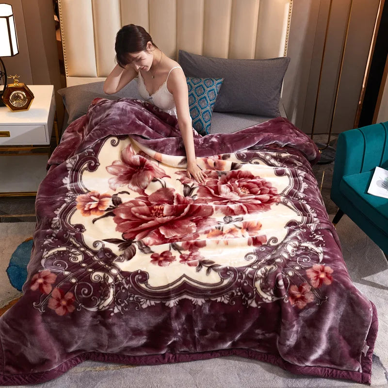 Heavy Fleece Blanket King Double Ply Blanket - Soft Warm Thick Mink Plush Fleece Raschel Bed Blanket for Autumn,Winter,Bed Gifts.