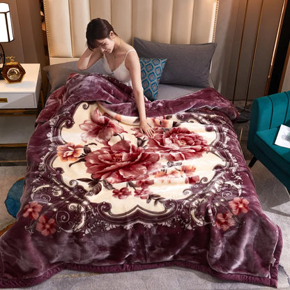 Heavy Fleece Blanket King Double Ply Blanket - Soft Warm Thick Mink Plush Fleece Raschel Bed Blanket for Autumn,Winter,Bed Gifts.