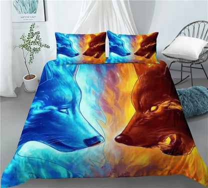 Home Living Luxury 3D Wolf Print 2/3Pcs Comfortable Duvet Cover PillowCase Bedding Sets Queen And King EU/US/AU Size.
