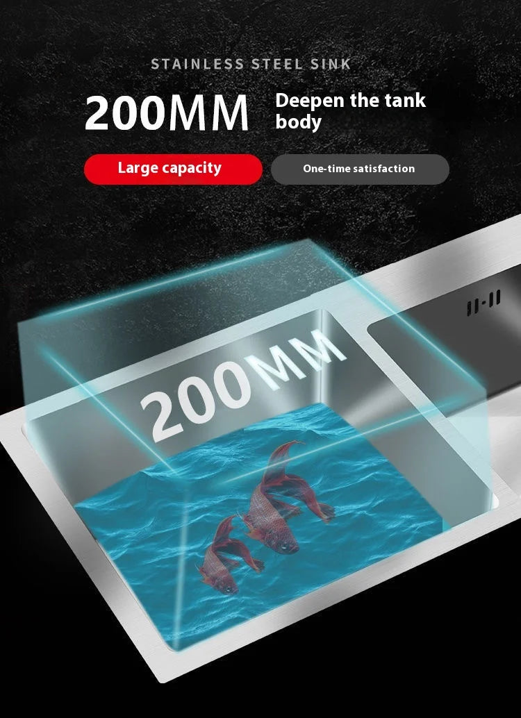 304 Stainless Steel Large Double Sink Kitchen Silver Multifunctional Sinks Household Washbasin Undermount Basin