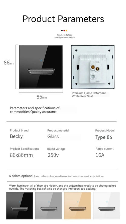 Glasscheibe Wand schalter LED europäische 16a Steckdose Retro Kippschalter eu uk Standard 2-Wege-Buchse 1-4gang USB Home Dekoration