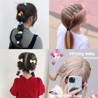 120Pcs Colorful Bowknot Hair Bands for Kids Elastic Ponytail Holders Rubber Bands Children's Hair Accessories.