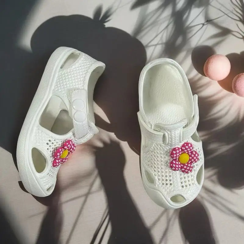 Girls' Floral Toddler Learning Shoes Lightweight Breathable EVA Hole-Patterned Sandals - Cute Versatile Beach & Daily Wear Baby.