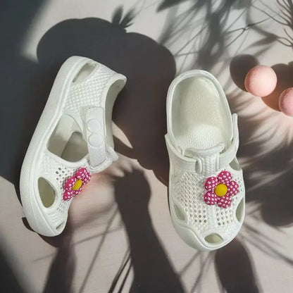 Girls' Floral Toddler Learning Shoes Lightweight Breathable EVA Hole-Patterned Sandals - Cute Versatile Beach & Daily Wear Baby.