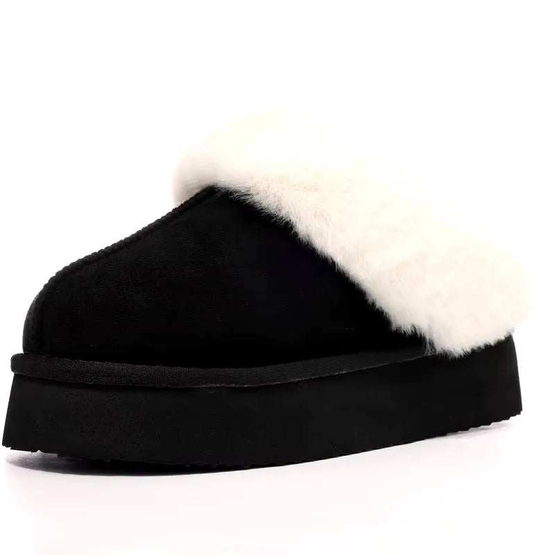 Crestar Women's Platform Fuzzy Slippers New Lady Winter House Slipper Thick Soles Warm Fuzzy Shoes Indoor Outdoor Cotton Shoes.