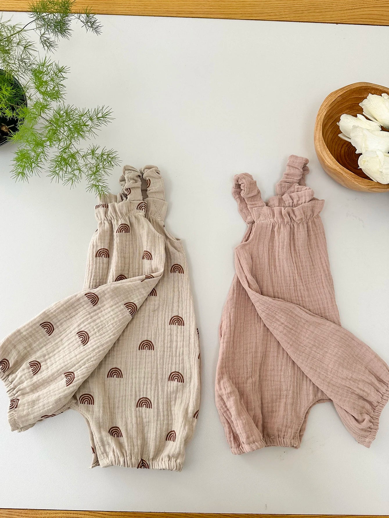 2 stücke Baby Strampler Anzug Regenbogen Löwenzahn Bio-baumwolle Ärmel Sling Strampler Infant Overall Body Sommer Baby Straps Hosen.