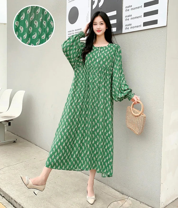 Kleid Frauen Kleidung plus Größe Frühling Sommer böhmischen Strand koreanischen Stil Blumen Vintage Vestidos Robe lose Kleider übergroß.