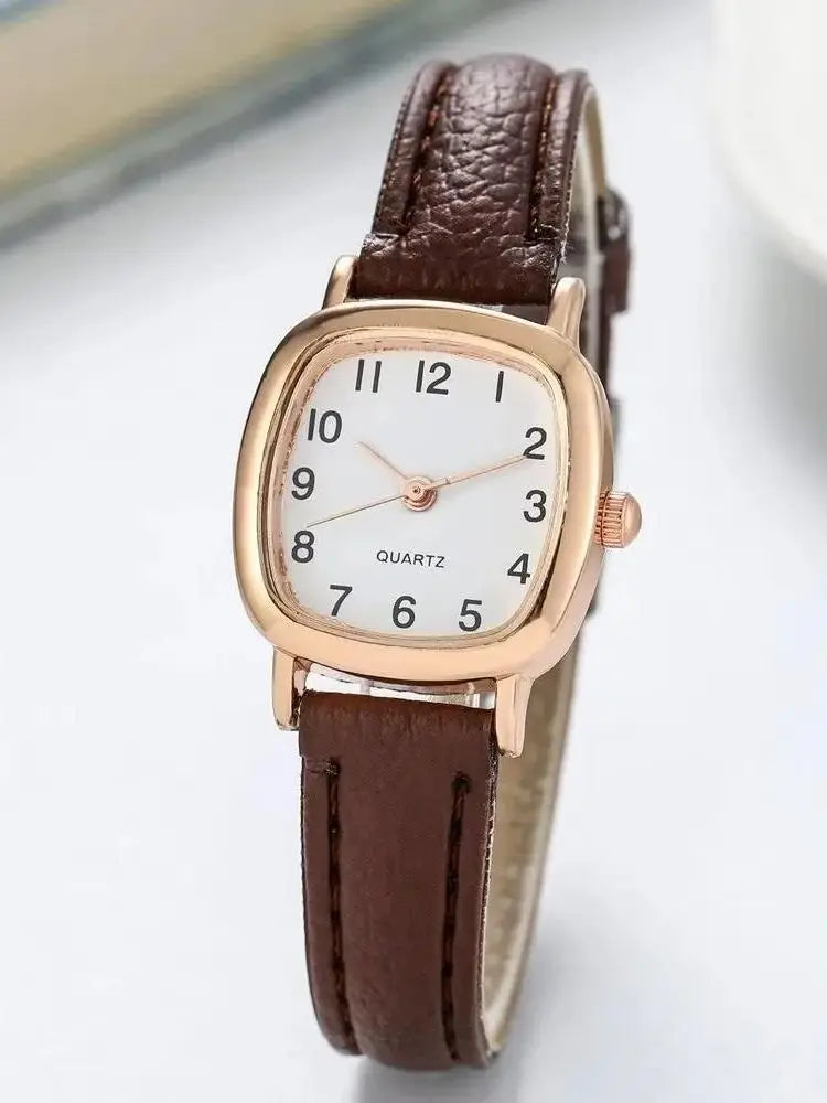 Kegllect Square Women Simple Small Dial Student Watches Vintage Belt Quartz Wristwatch.