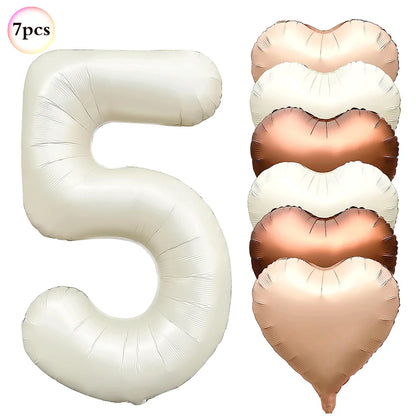 40in Cream Big Number Balloon 18in Three Color Love Foil Helium Balloons Aldult Birthday Set Boys Girls 1st Birthday Decorations