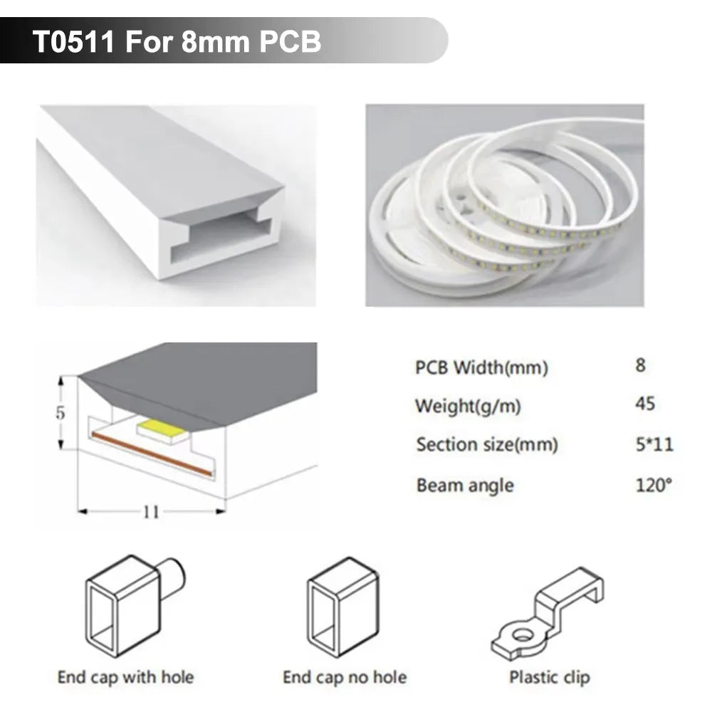 IP67 Waterproof Led Neon Silicone Flexible Cover Tube Suitable For WS2812B WS2811 5050 RGB 5mm 8mm 10mm 12mm PCB Light Strip.