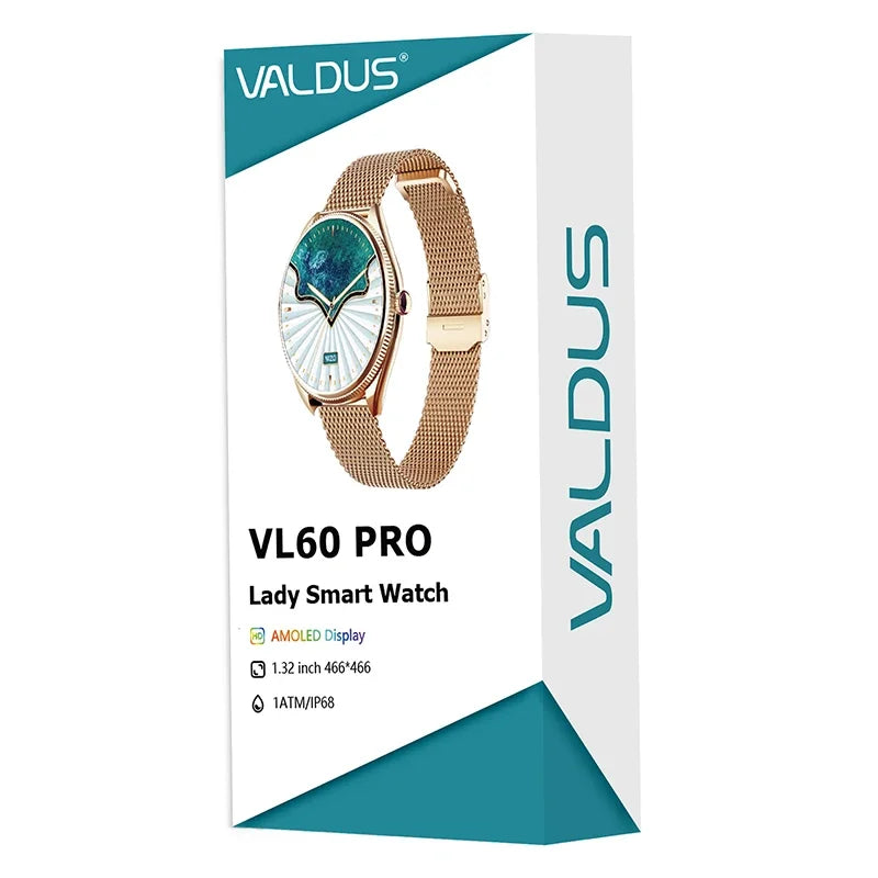 VALDUS VL60 Pro 2025 New Smartwatch For Women Men  AMOLED Screen Bluetooth Call IP68 Waterproof  Fitness Sports Smart Watch Gift.