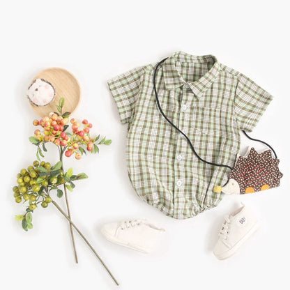 Sanlutoz Baumwolle Baby Jungen Bodys Mode Neugeborenen Kleidung für Baby Jungen Kurzarm Sommer Baby Kleidung Plaid