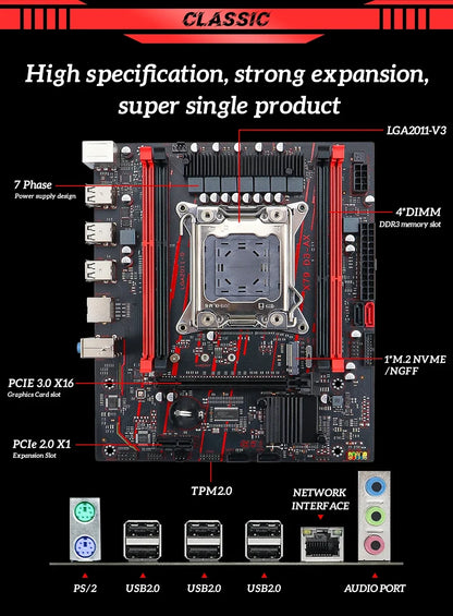 SOYO X79 Game Motherboard LGA 2011 Set with E5 2650 V2 CPU 32G【16G*2】DDR3 ECC RAM Memory M.2 NAME Computer components Mainboard.