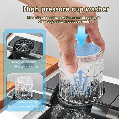 304 Stainless Steel  Multifunctional Kitchen Sink Faucet Set Rainfall Spout Pull Out Sprayer Pure Tap Cold Hot Water Mixer