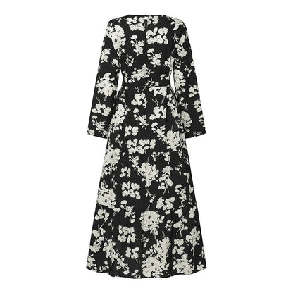 Zanzea Blumen druck böhmischen Maxi kleid Frauen Mode Langarm o Hals abgestufte Vestidos islamische muslimische Gürtel Abaya lange Roben.