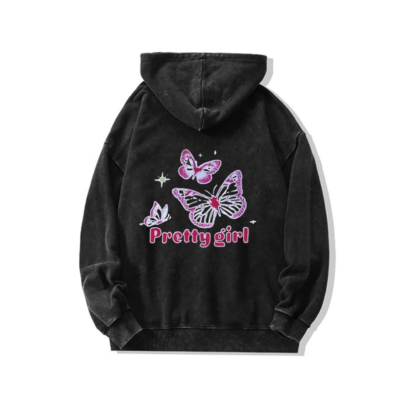 Blessyuki Herbst Winter Gothic Streetwear Print Hoodies Frauen neue lässige Retro gewaschen Plus Size Pullover weibliche Baumwolle Top.