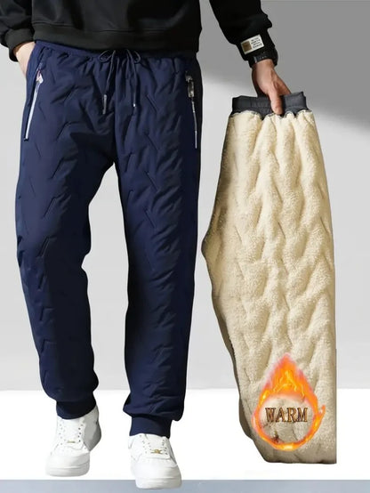 UETEEY Winter Thermal Fleece Pants Men Plush Lambswool Thicken Warm Waterproof Trousers Man Casual Windproof Joggers Sweatpants.