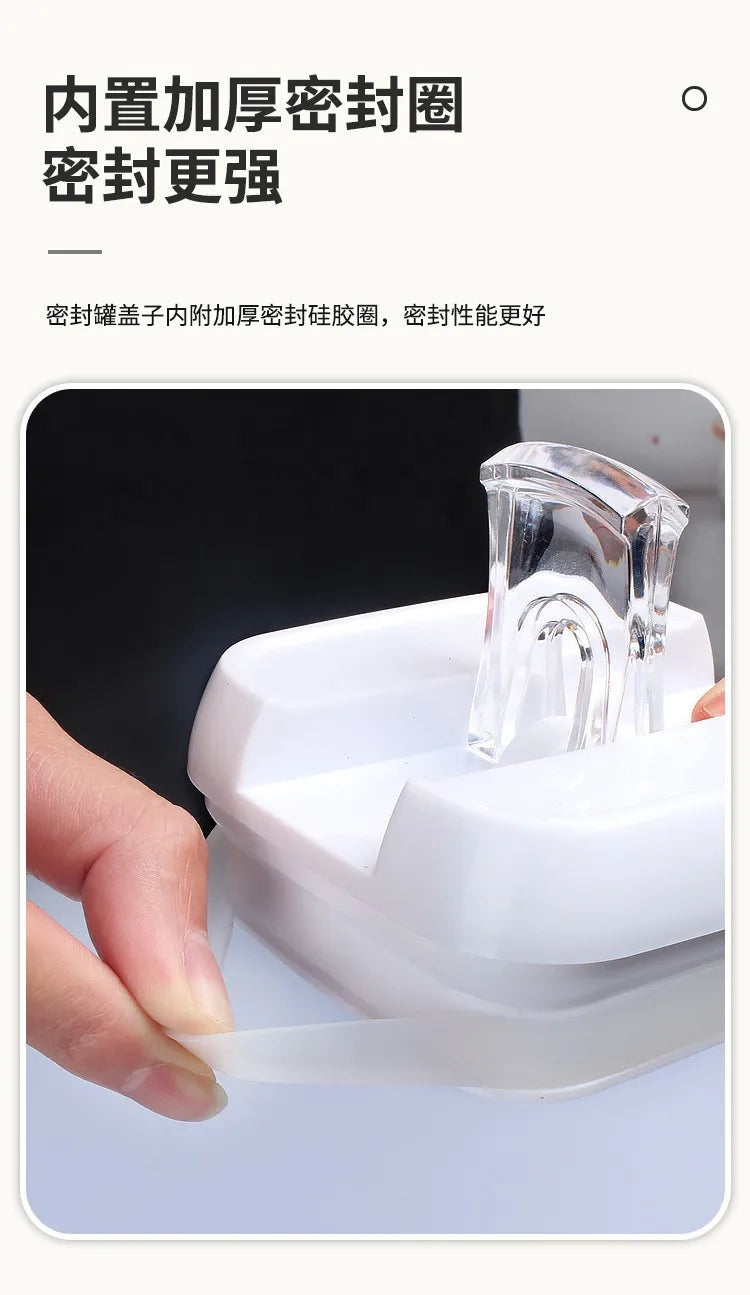 Kitchen Plastic Container Organizer Moisture-Proof Sealed Tank Square Transparent Grain Storage Jar Dried Fruit Snack Box Cans.