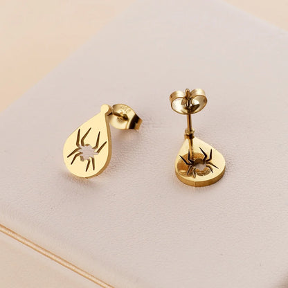 Stainless Steel Halloween Ghost Cat Stud Earrings For Women Girls Gold Color Waterproof Fashion Ear Party Jewelry Gift Wholesale