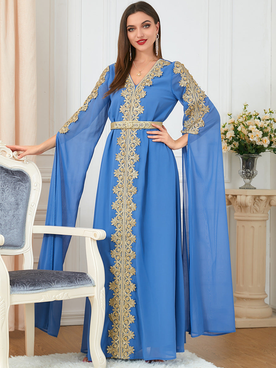Eid Marokko Party Kleid Muslimische Frauen Abaya Kleider Langarm Abayas Dubai Türkei Islam Kaftan Robe Longue Vestidos Largos 2025