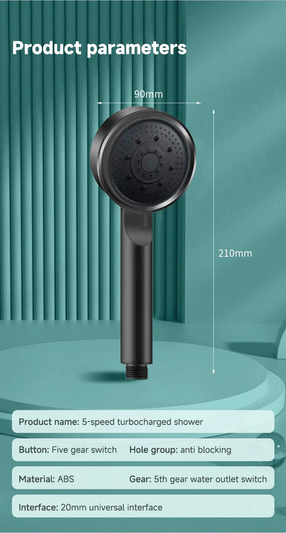 5 Modes Pressure Boost Shower Head Multifunction Adjustable Large Water Shower Nozzle Massage Bathroom Accessory