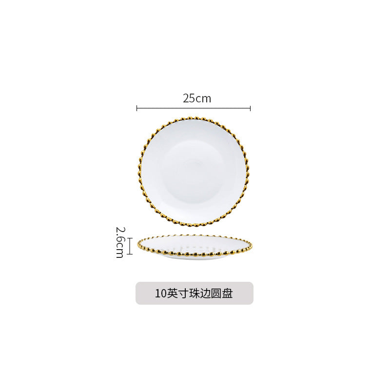 Nordic Luxury Phnom Penh Love Plate Ceramic Plate Dim Sum Fruit Breakfast Salad Dish Restaurant Steak Plate Jewelry.