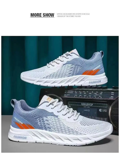 Mens Running Shoes Breathable Knit Sport Sneakers Cushion Lightweight Casual Gym Athletic Trainers Jogging Tennis Shoes.