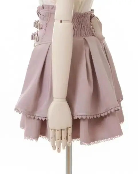 Sweet Lolita Jirai Kei High Waist Skort - Double Bow Buckle Short Skirt for Women Japanese Y2K Kawaii Fashion Summer Casual.