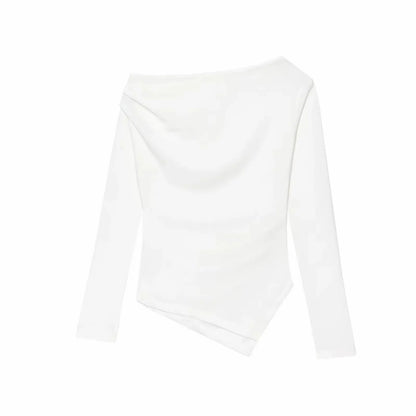 Asymmetric Short Top Woman Long SleevesTops Women Elastic Corset Top Female Streetwear Casual T-shirts Tops.