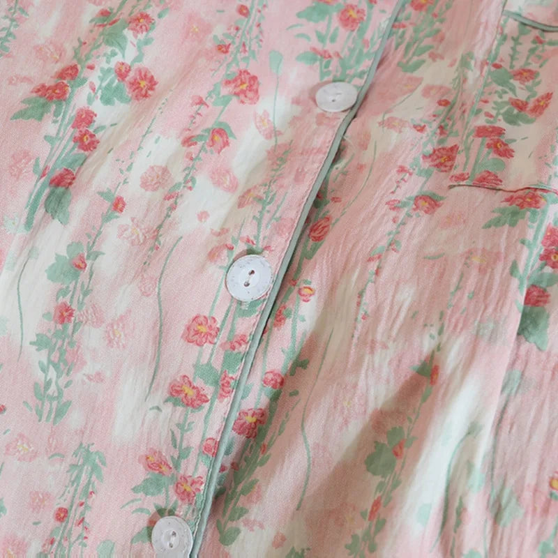 Autumn and Winter Pajamas Women Long Sleeve Pants Cardigan Sweet Print Cartoon Student Plus Size Loungewear Two-Piece Set.