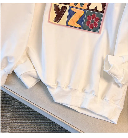 175 kg Plus Größe Damen Büste 170 Frühling Herbst lose Langarm Druck Brief Pullover Sweatshirts 4XL 5XL 6XL 7XL 8XL 9XL.