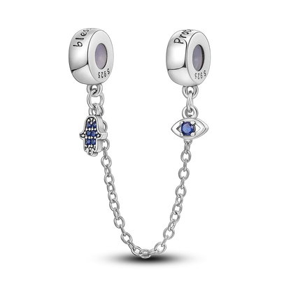 Silver Clasp 925 Sterling Silver CZ pave Clip Charms Daisy Beads Stopper Safety Chain fit Original Bangle Bracelet Jewelry Clip