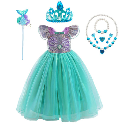 Disney Kleine Meerjungfrau Prinzessin Kleid Kinder Phantasie Karneval Cosplay Kostüm Geburtstag Hochzeit Party Kleidung Halloween Kostüm.