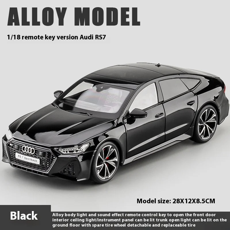 1:18 Key Remote Control Version AUDI RS7 Alloy Sports Car Model Diecast Metal Racing Vehicle Car Model Sound Light Kids Toy Gift