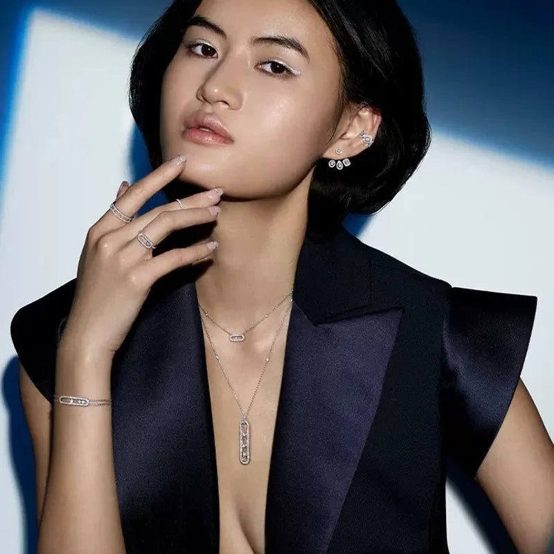 Classic Luxury AAA Cubic Zirconia Geometric Bracelet for Women Fashion Stainless Steel Cuff Bracelet New Jewelry Accessories.