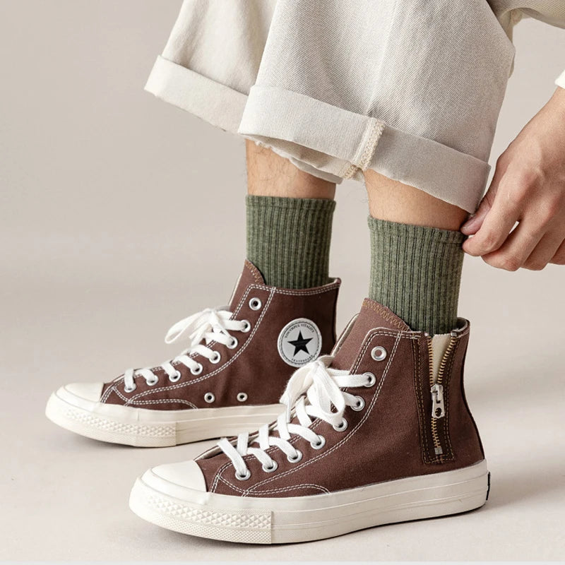 5/10 Pairs 95% Combed Cotton Socks Men Business Dress Long Socks Soft Breathable Spring Summer Colorful Sock For Man 5Pairs/Lot.