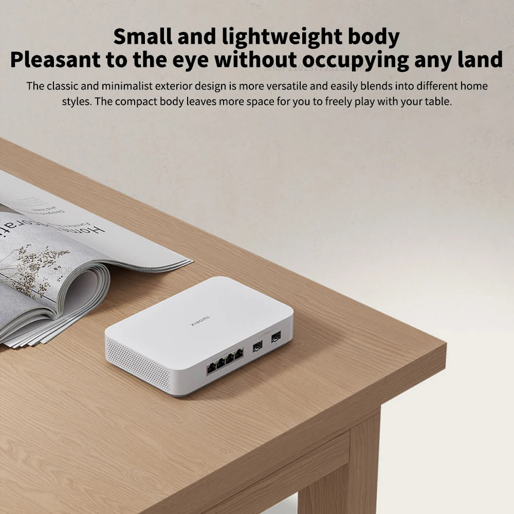 2025 NEW Xiaomi 10G Ethernet Switch 4×2.5G+2×10GMbps Mini Network Switches VLAN Ethernet Splitter Lan Router 6 Ports Hub Switch.