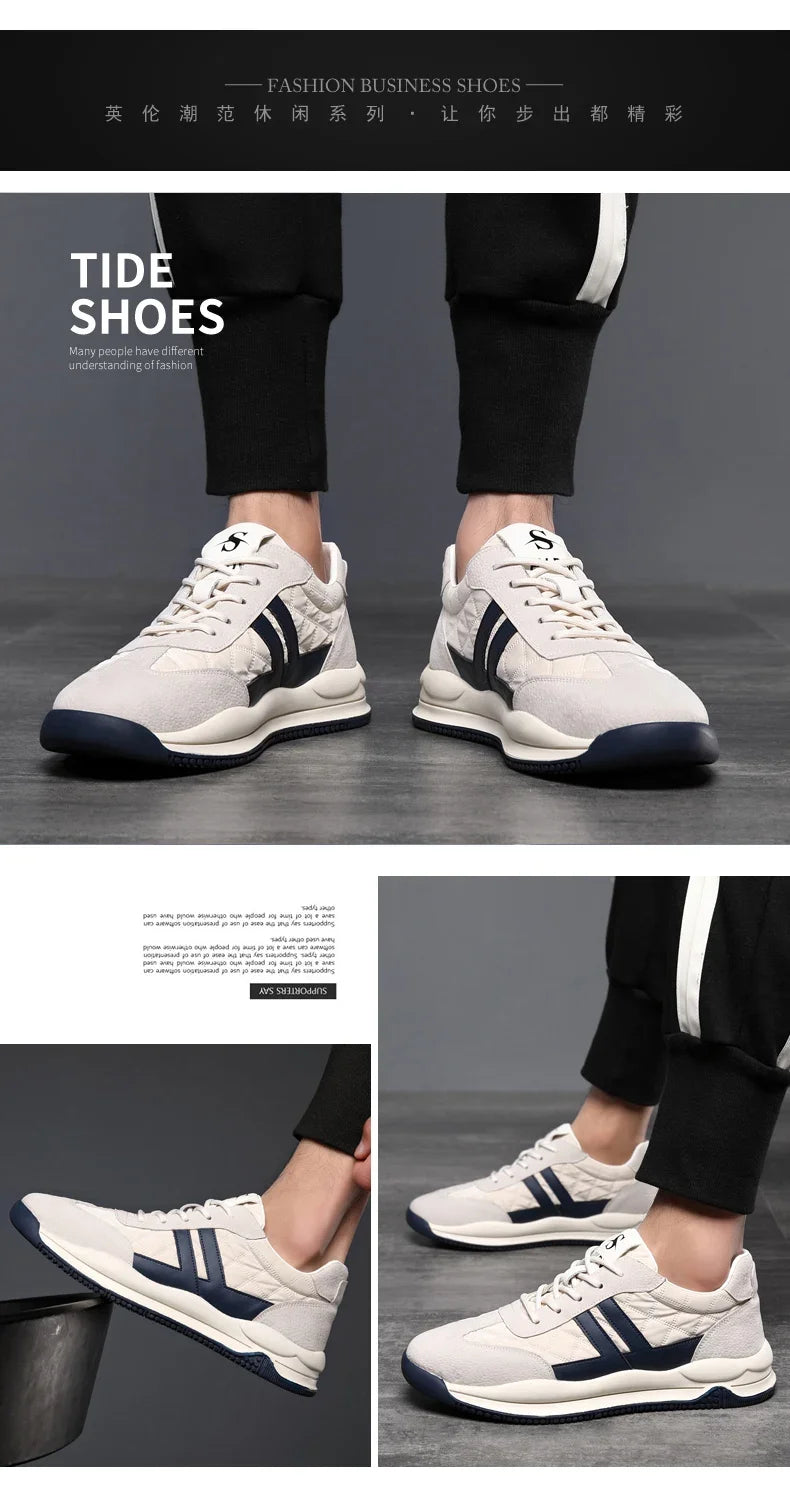 Genuine Leather Lift Sneakers Men Height Increase Insoles 6/8cm High Quality Elevator Shoes Comfortable Breathable Casual Sports.