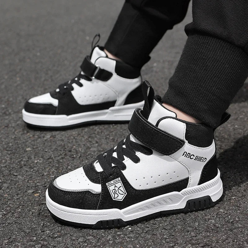 Luxury Design Girls Shoes Autumn Children Sneaker Autumn PU Leather High Top Shoes for Kids Sports Tennis Fashion Girl Sneaker