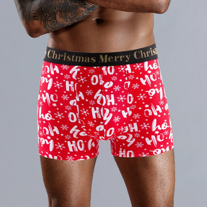 4 stücke Weihnachten Schlüpfer der Männer Baumwolle Shorts Marke Druck Männer Unterhosen Brief Bund Boxer Briefs Sexy Unterwäsche Männer Boxer