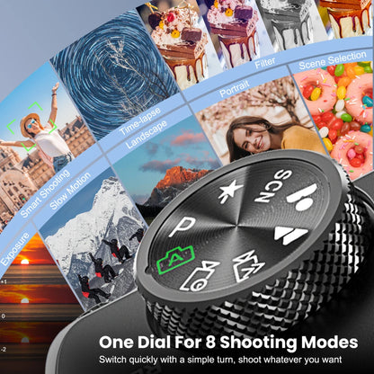 8K Digital Camera for Photography, Front And Rear Dual lens Vlogging Camera with Autofocus, WiFi Touchscreen 16X Digital Zoom.