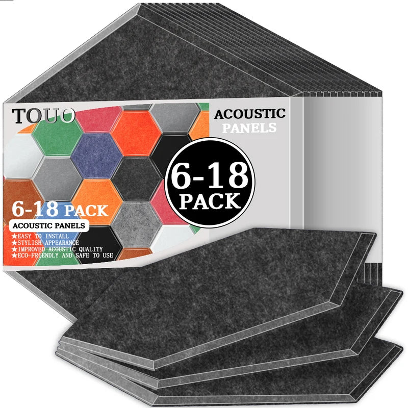 TOUO Acoustic Panels 6-18pc Noise Treatment Insulation Soundproofing Home Studio High Density Soundproof Wall Decor Bedroom